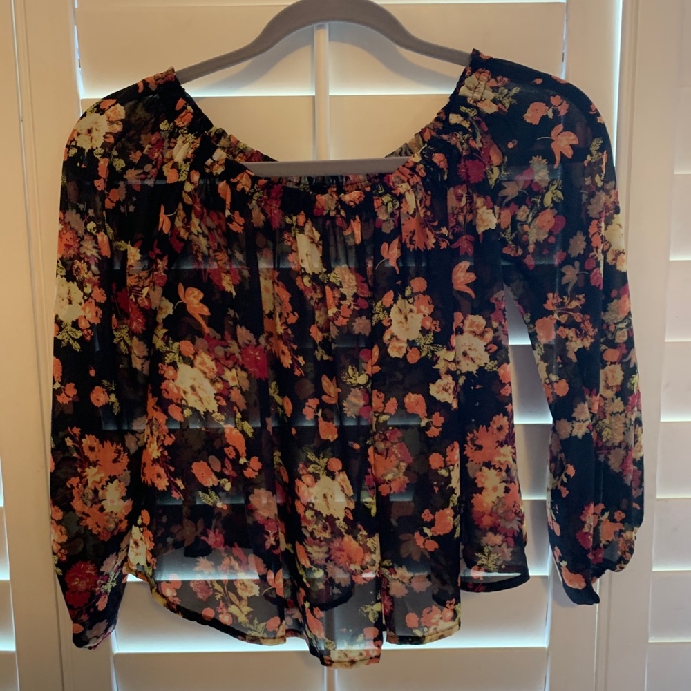 Long sleeve, off the shoulder floral top